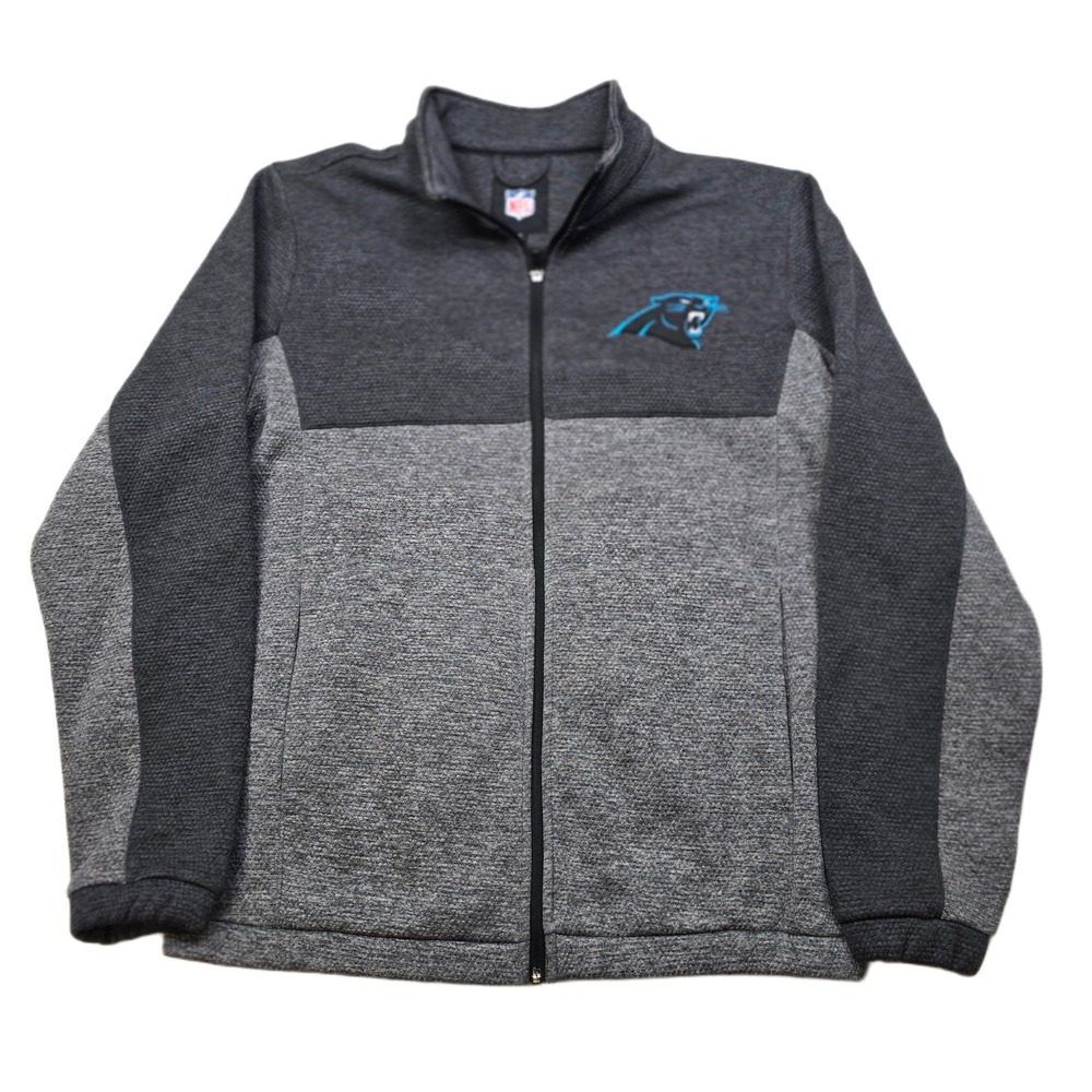 GIII NFL Carolina Panthers Jacket Mens Large Gray Blue‎ Logo Microfleece Soft